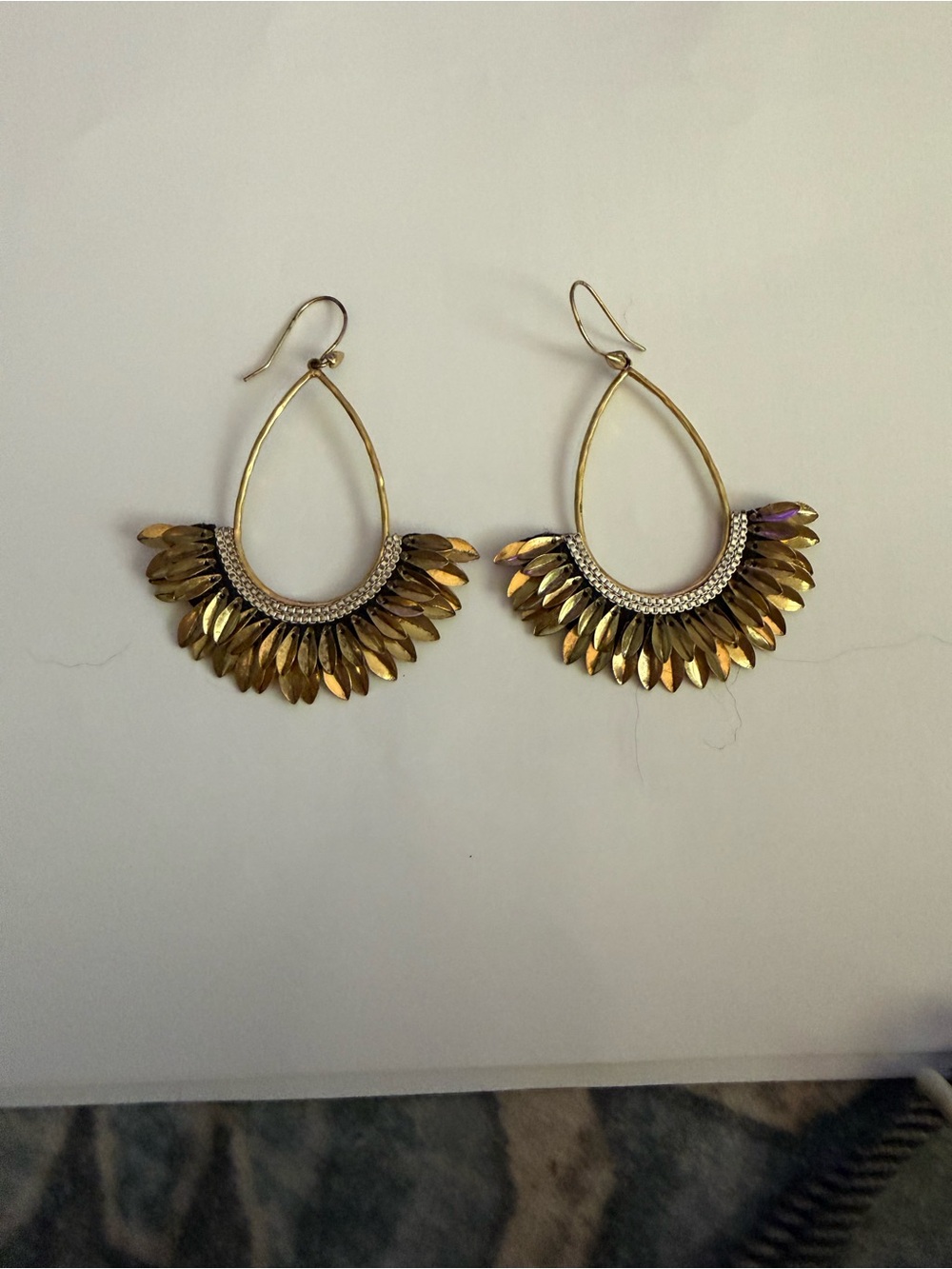 Stella & Dot Gold Petal Hoop Earrings